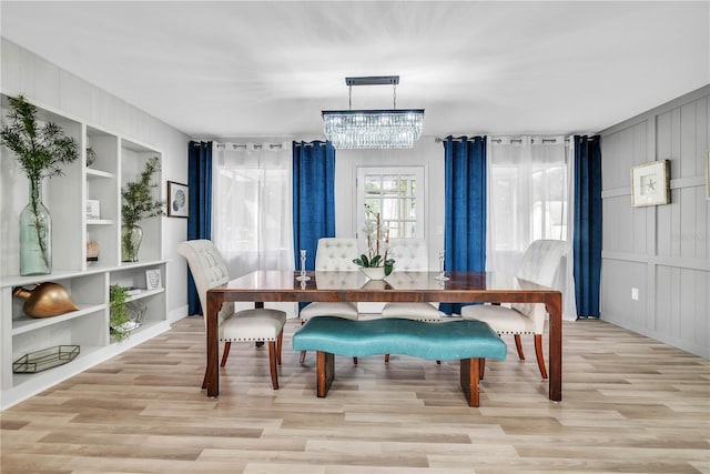 1384 S Hillcrest Ave, Clearwater, FL 33756 - dining space featuring built in features, wood finished floors, and a chandelier