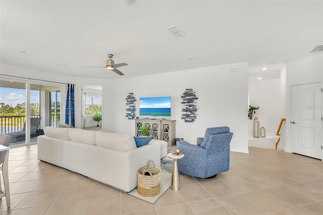 43250 Water Bird Way Unit 5921, Punta Gorda, FL 33982 - living area featuring light tile patterned flooring and ceiling fan