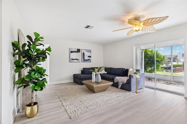 6521 Bimini Ct, Apollo Beach, FL 33572 - living area featuring wood finished floors and ceiling fan