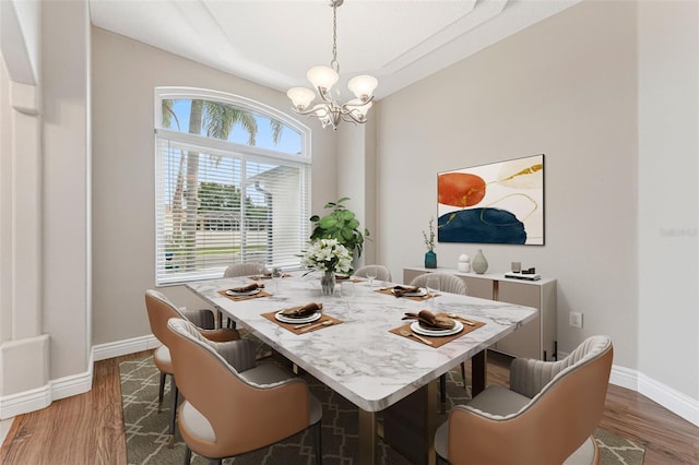 25946 Buckthorn Ave, Land O Lakes, FL 34639 - dining area with a chandelier and wood finished floors