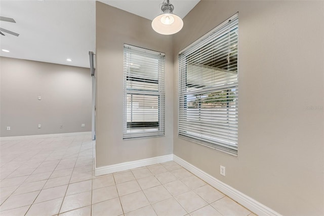 25946 Buckthorn Ave, Land O Lakes, FL 34639 - unfurnished room featuring light tile patterned flooring, a ceiling fan, and recessed lighting