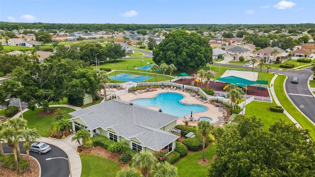 25946 Buckthorn Ave, Land O Lakes, FL 34639 - aerial view of residential area featuring a pool