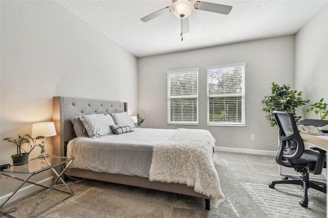6825 Citrus Creek Ln, Tampa, FL 33625 - carpeted bedroom featuring a desk, a ceiling fan, and a textured ceiling