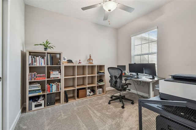 6825 Citrus Creek Ln, Tampa, FL 33625 - office area featuring carpet floors and ceiling fan