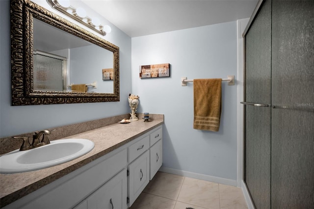 960 Virginia St Unit 204, Dunedin, FL 34698 - bathroom with vanity, a shower stall, and tile patterned flooring