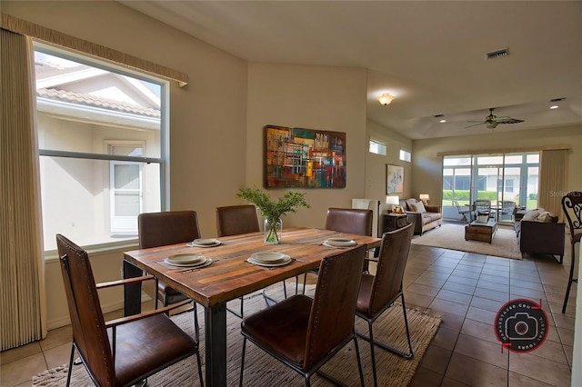 8354 Palmetto Ct, Englewood, FL 34224 - dining space with light tile patterned flooring and a ceiling fan