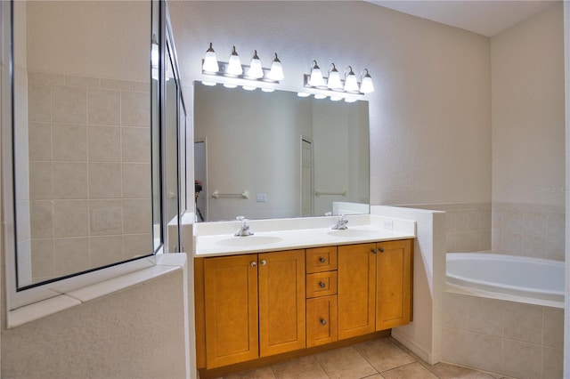 8354 Palmetto Ct, Englewood, FL 34224 - bathroom with a bath, tile patterned flooring, double vanity, and tiled shower