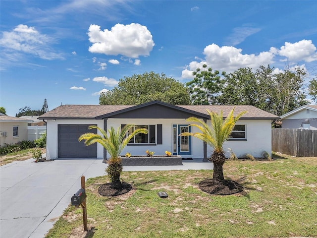 8045 Colton Dr, Port Richey, FL 34668 - ranch-style home featuring an attached garage, concrete driveway, roof with shingles, and stucco siding