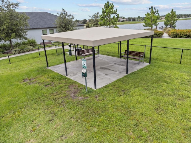 11308 Chilly Water Ct, Riverview, FL 33569 - view of patio / terrace featuring a water view and a gazebo