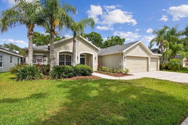 15217 Octavia Ln, Odessa, FL 33556 - view of front facade with a garage, stucco siding, driveway, and a front yard