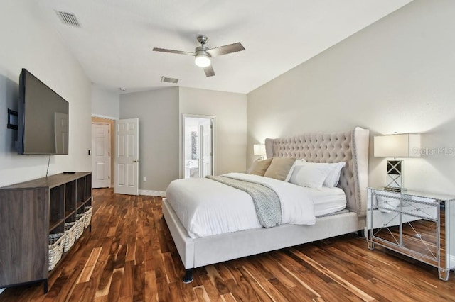 15217 Octavia Ln, Odessa, FL 33556 - bedroom with wood finished floors, a ceiling fan, and ensuite bathroom