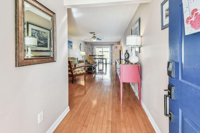 12413 Dawn Vista Dr, Riverview, FL 33578 - hallway featuring light wood finished floors
