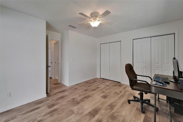6334 Cocoa Ln, Apollo Beach, FL 33572 - office space with a ceiling fan and light wood-style flooring