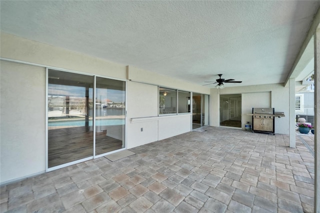 6334 Cocoa Ln, Apollo Beach, FL 33572 - view of patio with a ceiling fan and area for grilling
