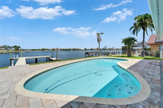 6334 Cocoa Ln, Apollo Beach, FL 33572 - swimming pool with a boat dock and a water view