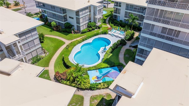 1060 N Shore Dr NE Unit 6, Saint Petersburg, FL 33701 - drone / aerial view of a pool and apartment complex
