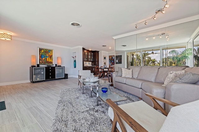 1060 N Shore Dr NE Unit 6, Saint Petersburg, FL 33701 - living room with ornamental molding and light wood-type flooring