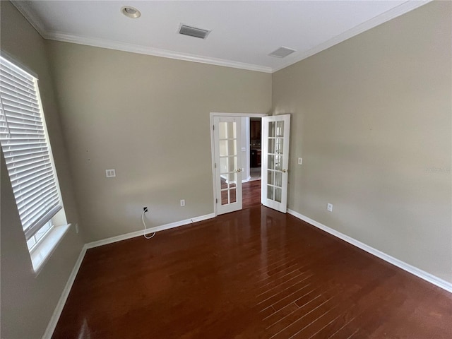 405 Islebay Dr, Apollo Beach, FL 33572 - spare room featuring french doors, wood finished floors, and crown molding