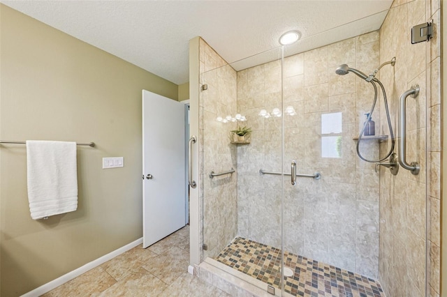 2110 W View Dr, Sun City Center, FL 33573 - full bathroom with a shower stall, a textured ceiling, and tile patterned flooring