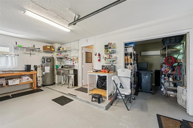 2110 W View Dr, Sun City Center, FL 33573 - garage featuring electric water heater and an AC wall unit