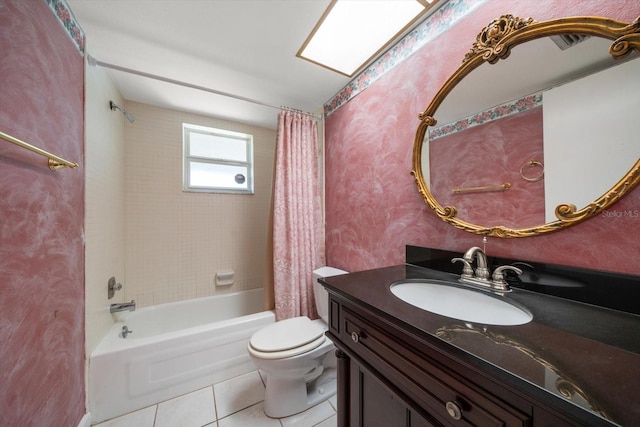 6530 68th St N, Pinellas Park, FL 33781 - bathroom featuring vanity, tile patterned floors, and shower / bathtub combination with curtain