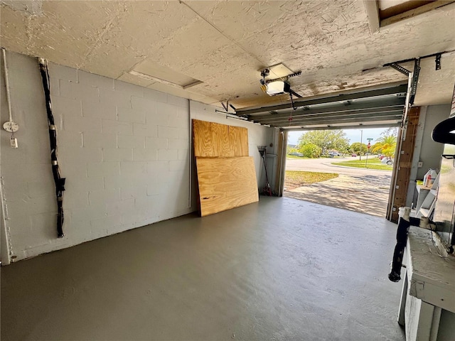 3902 Glissade Dr, New Port Richey, FL 34652 - garage with a garage door opener and concrete block wall
