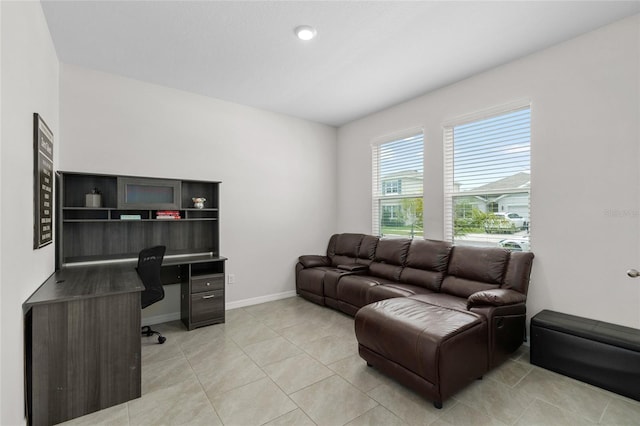 33675 Elm Hill Br, Wesley Chapel, FL 33545 - home office with light tile patterned floors and baseboards