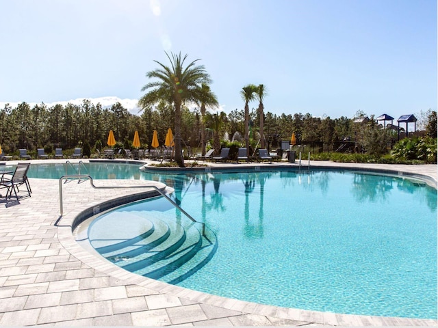 33675 Elm Hill Br, Wesley Chapel, FL 33545 - community pool featuring a patio area