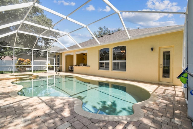 10203 Shadow Branch Dr, Tampa, FL 33647 - view of pool with a patio, a pool with connected hot tub, and ceiling fan