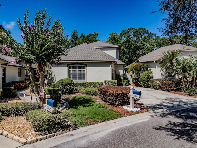 5224 Fairway One Dr, Valrico, FL 33596 - obstructed view of property featuring stucco siding and a shingled roof