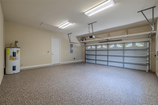 5224 Fairway One Dr, Valrico, FL 33596 - garage with electric water heater, electric panel, and a garage door opener