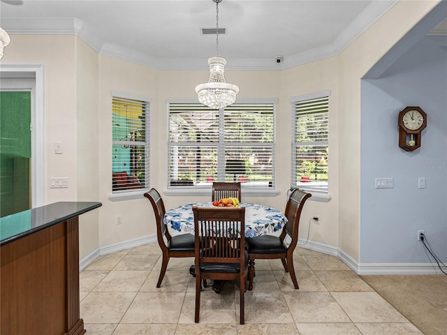 7427 20th St, Zephyrhills, FL 33540 - dining room featuring a chandelier and ornamental molding