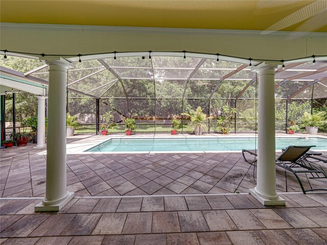 7427 20th St, Zephyrhills, FL 33540 - outdoor pool with a patio and a lanai