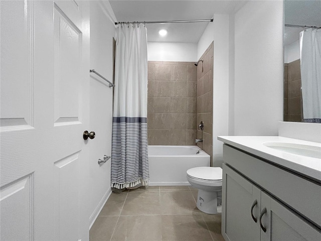 5336 Patano Loop, Palmetto, FL 34221 - bathroom featuring vanity, shower / bath combination with curtain, tile patterned flooring, and recessed lighting