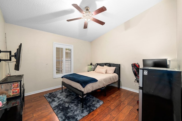 9206 Brindlewood Dr, Odessa, FL 33556 - bedroom featuring wood-type flooring, vaulted ceiling, and ceiling fan