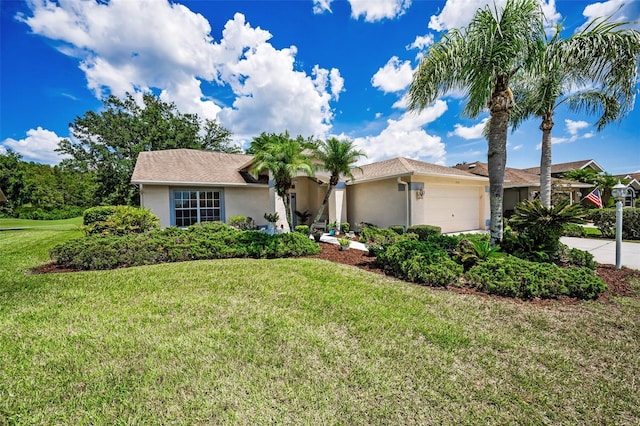 1115 Ashbourne Cir, Trinity, FL 34655 - ranch-style house featuring stucco siding, an attached garage, and a front lawn