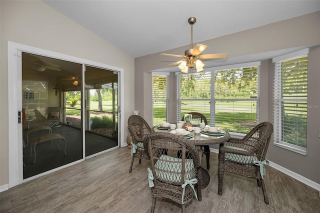 1115 Ashbourne Cir, Trinity, FL 34655 - sunroom / solarium featuring ceiling fan, vaulted ceiling, and plenty of natural light