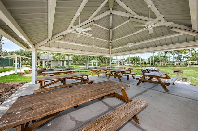 1115 Ashbourne Cir, Trinity, FL 34655 - view of patio / terrace featuring ceiling fan and a gazebo