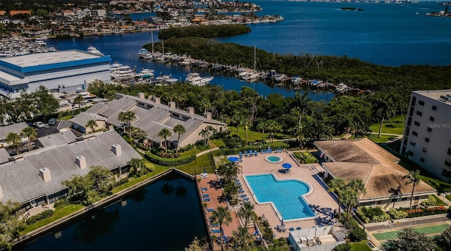 1324 Pasadena Ave S Unit 501, South Pasadena, FL 33707 - bird's eye view of a nearby body of water and a pool area