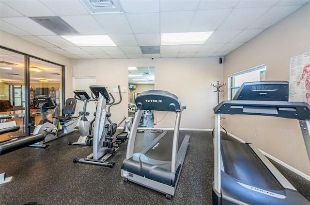 1324 Pasadena Ave S Unit 501, South Pasadena, FL 33707 - gym with a paneled ceiling and baseboards