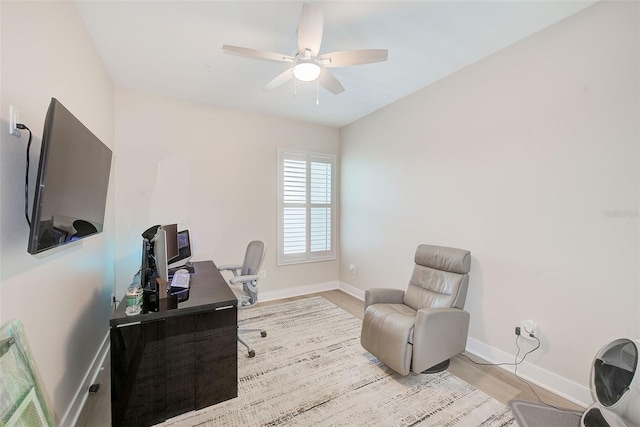 400 150th Ave Unit 504, Madeira Beach, FL 33708 - office area featuring a ceiling fan and wood finished floors