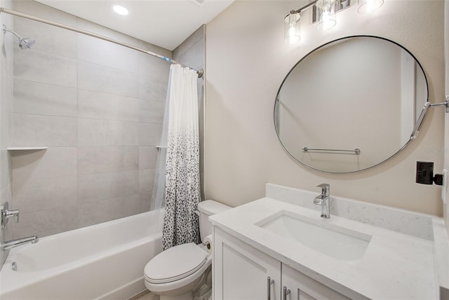 400 150th Ave Unit 504, Madeira Beach, FL 33708 - bathroom featuring vanity, shower / tub combo, and recessed lighting