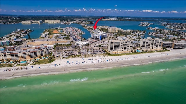 400 150th Ave Unit 504, Madeira Beach, FL 33708 - view of urban area featuring waterfront with a beach