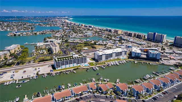 400 150th Ave Unit 504, Madeira Beach, FL 33708 - aerial view of property and surrounding area with a large body of water and numerous boat docks
