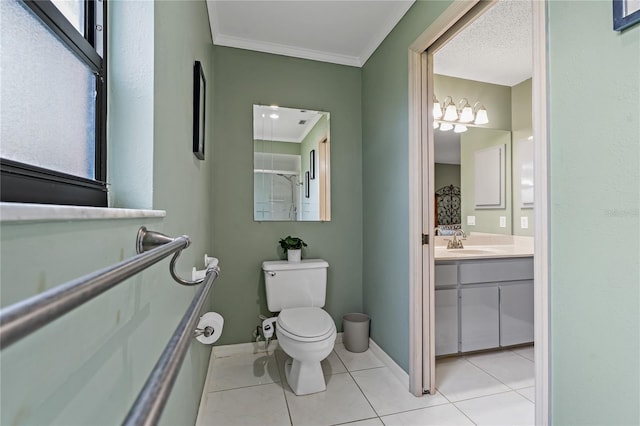 8671 Cypress Lakes Blvd, New Port Richey, FL 34653 - bathroom with vanity, ornamental molding, tile patterned flooring, and plenty of natural light