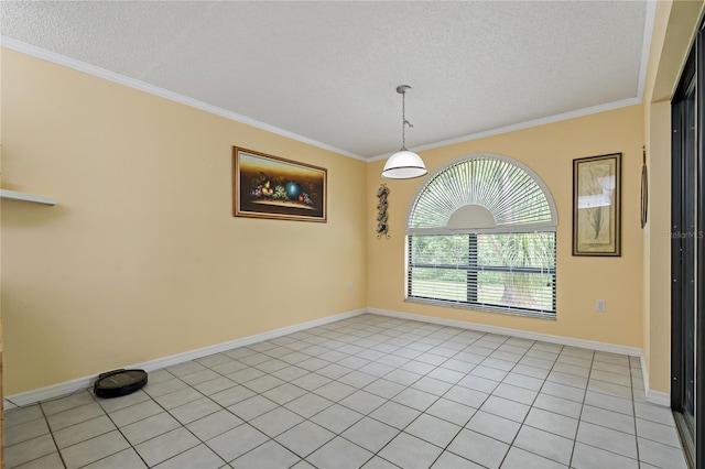8671 Cypress Lakes Blvd, New Port Richey, FL 34653 - unfurnished room featuring a textured ceiling, ornamental molding, and light tile patterned flooring
