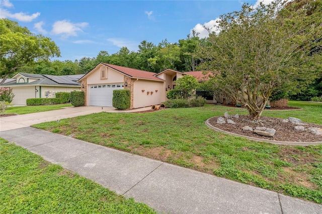 8671 Cypress Lakes Blvd, New Port Richey, FL 34653 - ranch-style house with a front yard, stucco siding, and concrete driveway