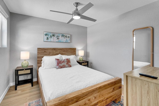 122 Coral Ave, Redington Shores, FL 33708 - bedroom featuring wood finished floors, ceiling fan, and a textured wall