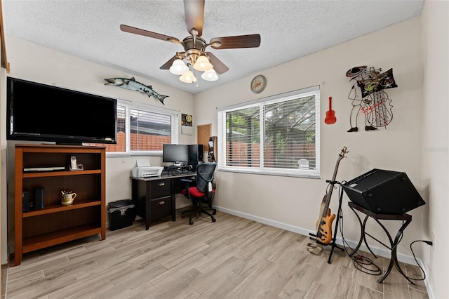 6289 107th Ave N, Pinellas Park, FL 33782 - office space with light wood-style floors, a textured ceiling, and ceiling fan