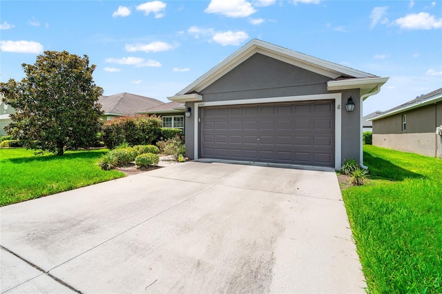 10909 Kirkwall Port Dr, Wimauma, FL 33598 - single story home featuring a front yard, stucco siding, concrete driveway, and an attached garage